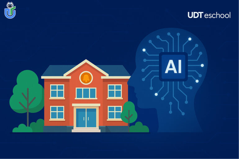 Teacher marking attendance with UDT eSchool AI-powered ERP app